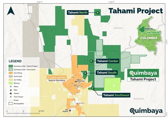 Quimbaya Gold Expands Strategic Land Position at Tahami Project