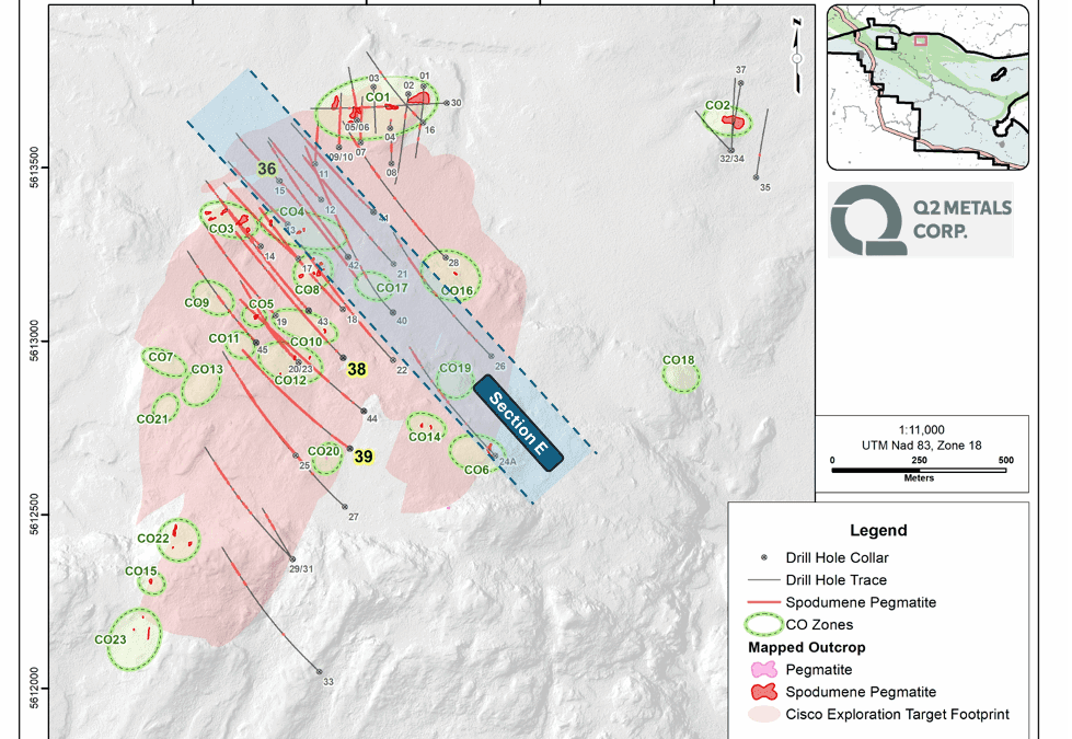 Q2 Metals Reports Multiple Wide, Mineralized Intercepts at the Cisco Lithium Project, Including 272.5 Metres at 1.61% Li20