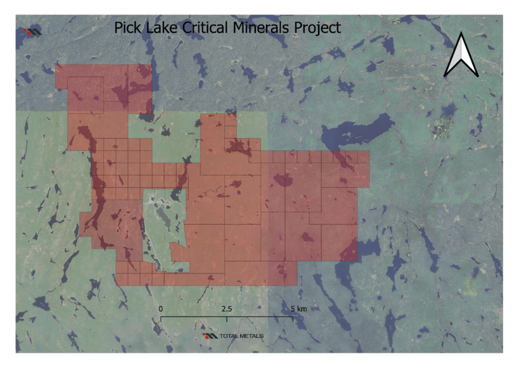 Pick Lake Critical Minerals Project coverage by Total Metals.