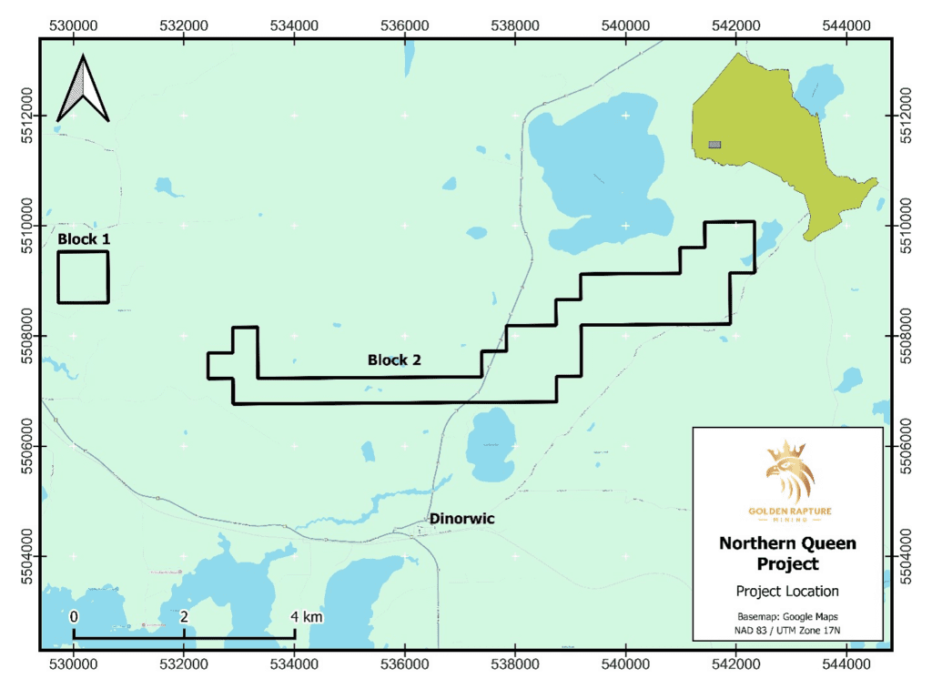 Golden Rapture map of property showing survey border areas in black.