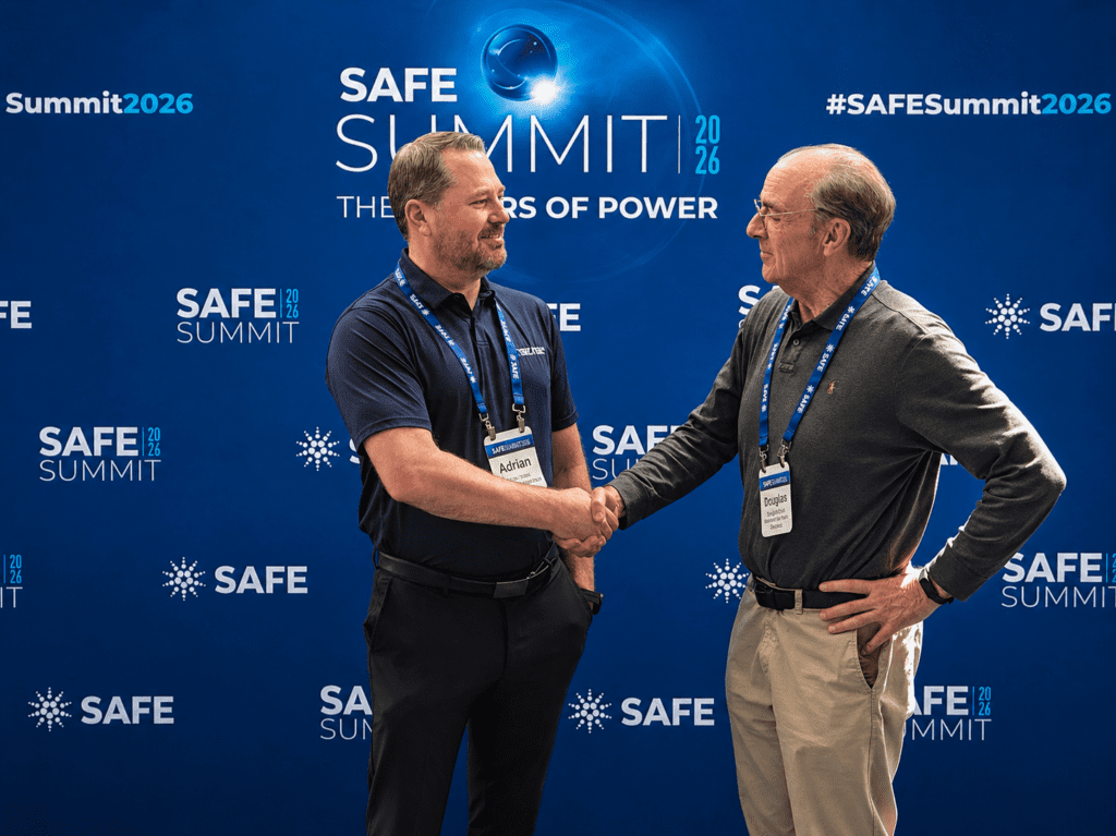 Dr. Douglas Wicks (on the right) & CEO Adrian Smith of First Atlantic Nickel & Cobalt (on the left) at the SAFE Summit 2026.