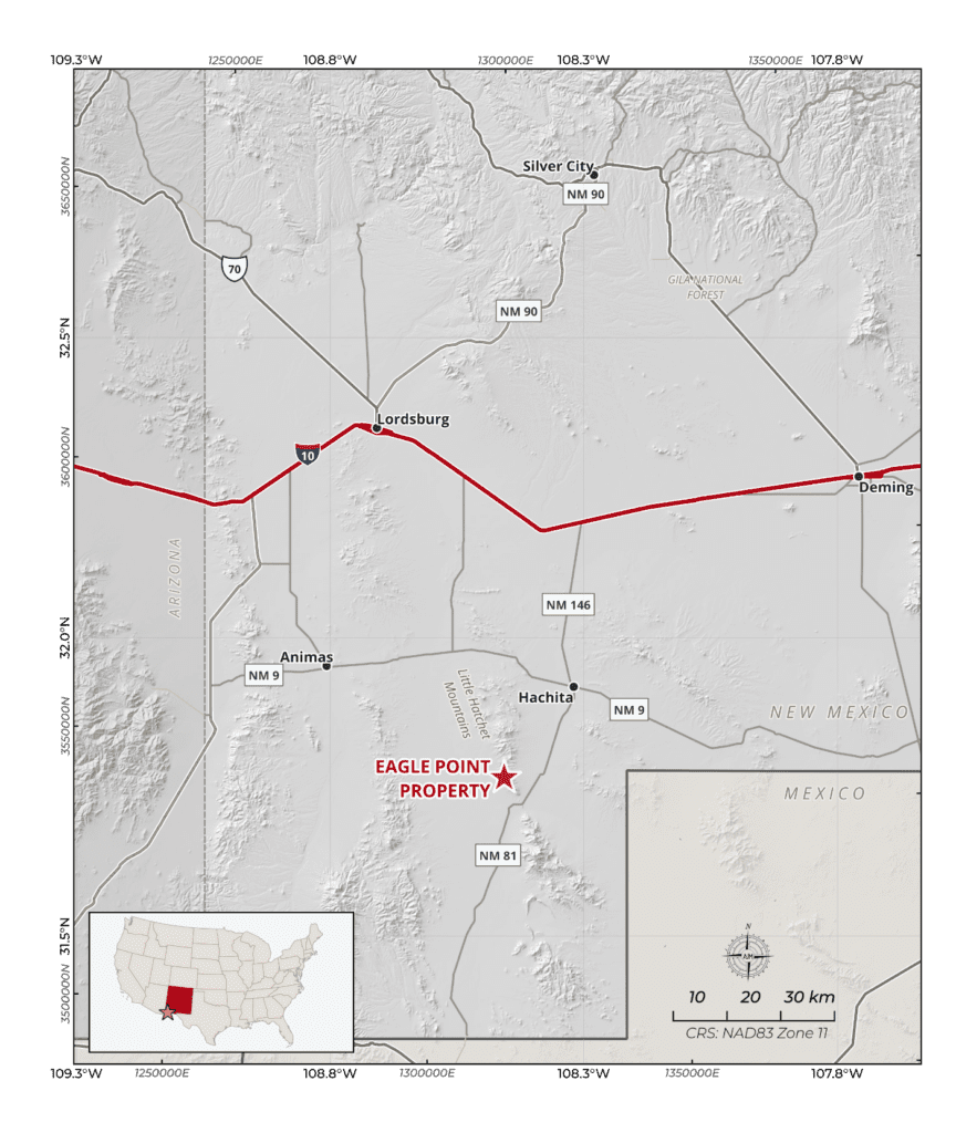 Figure 1: Location of the Eagle Point Tungsten Project, Hidalgo County, New Mexico