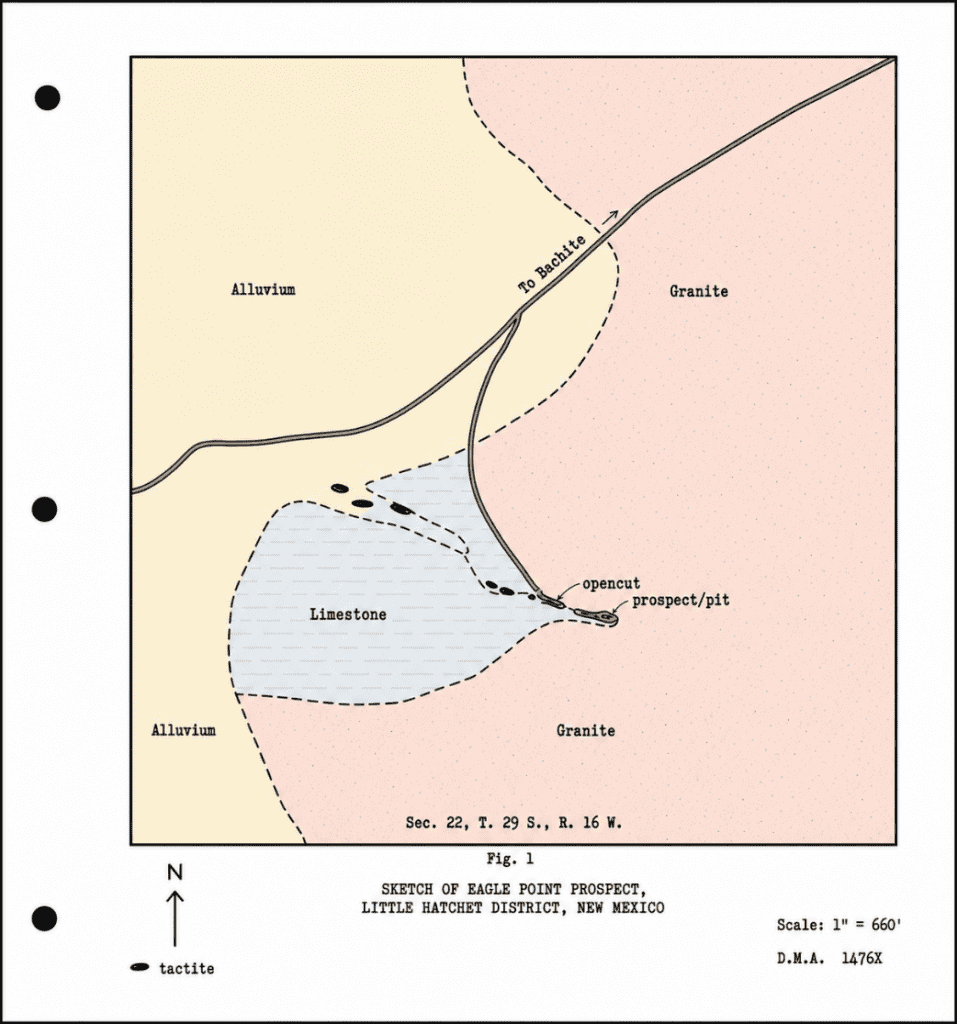 Figure 4: Figure modified from DMEA docket 1476X showing the extent of historical workings that have not changed significantly in the last 50 years.