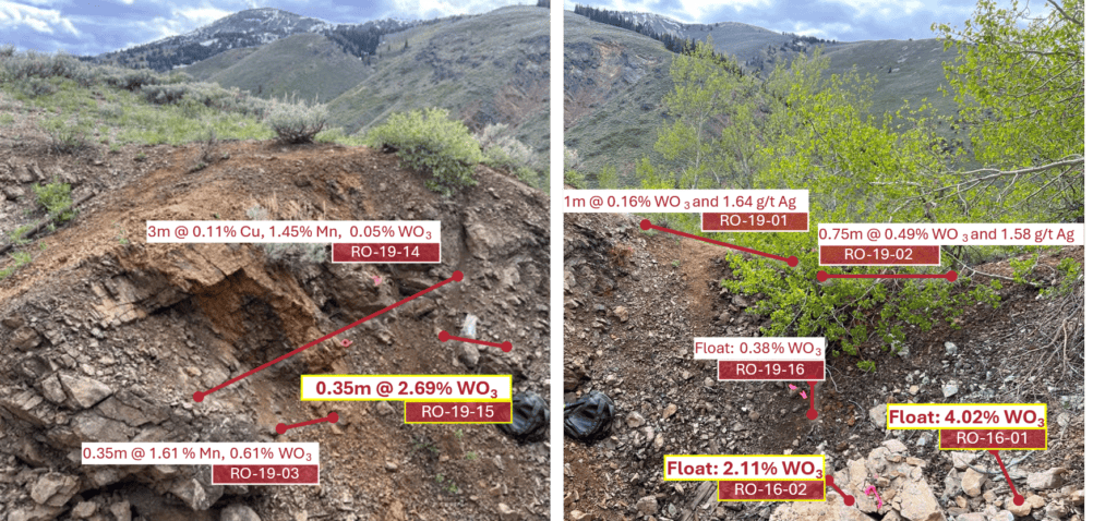Channel and float locations across adjacent outcrops at Rowland Main.